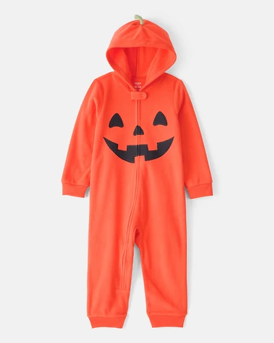 Toddler Halloween Jack-O-Lantern Hooded Zip-Up Jumpsuit