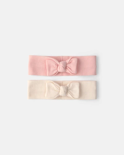 Baby Girl 2-Pack Headbands - Pink/Ivory