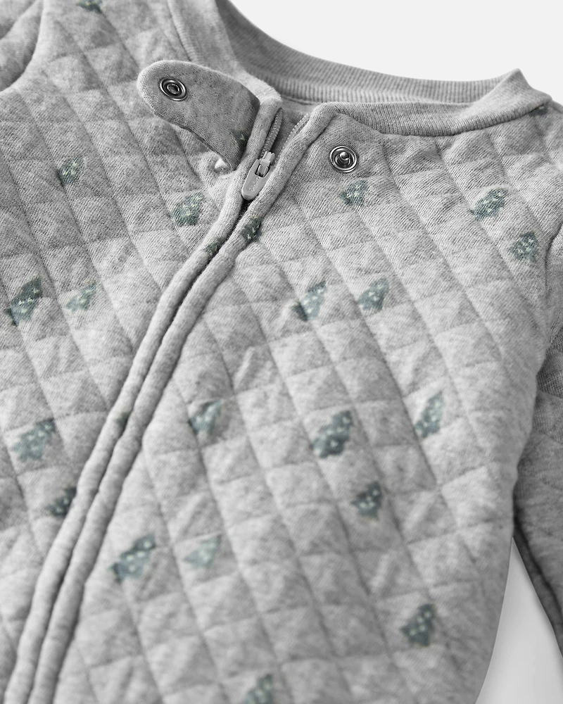 Baby Organic Cotton Quilted Holiday Tree Print Sleep & Play Pyjamas