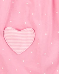 Baby Girl Heart Short-Sleeve Cotton Romper - Pink