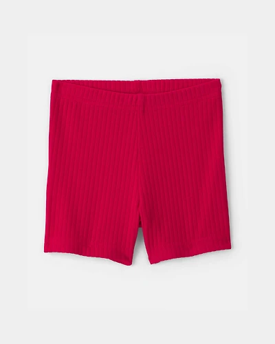 Baby Girl Rib Bike Shorts - Red
