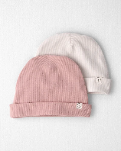 Girls 2-Pack Organic Cotton Rib Caps