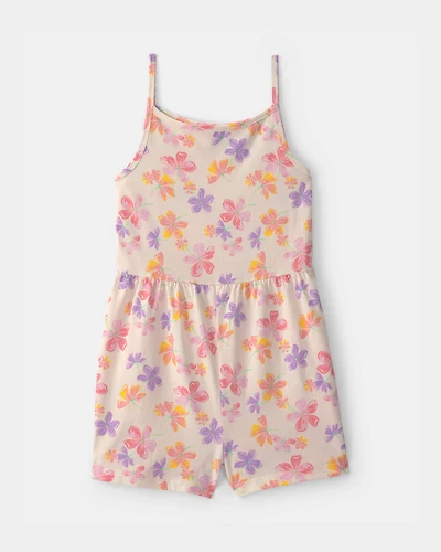 Girls Floral Romper - Cream