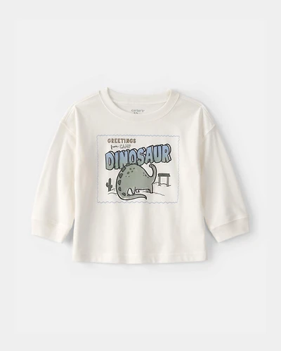 Baby Boy Dinosaur Long-Sleeve Graphic Tee - Cream