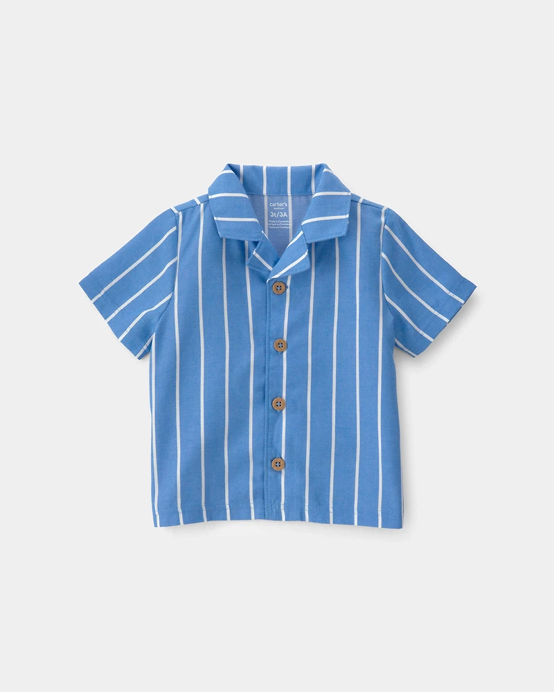 Toddler Boy Striped Loose Fit 2-Piece Pyjama Set - Blue