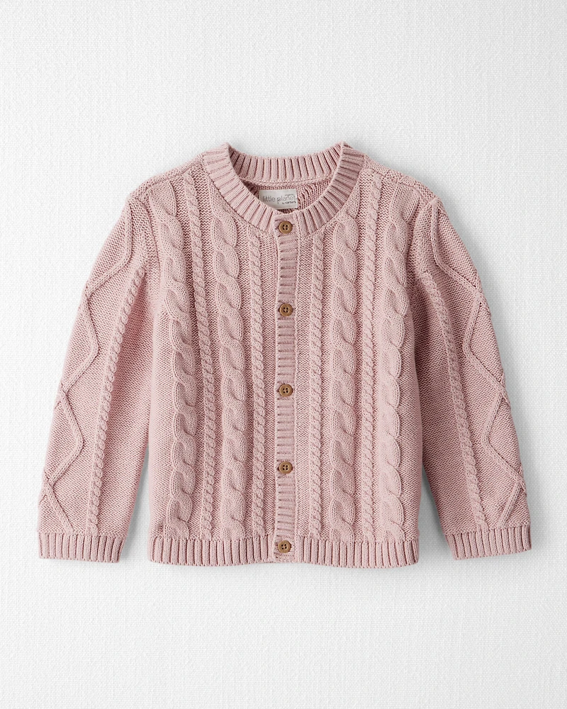 Toddler Girl Organic Cotton Cable Knit Cardigan
