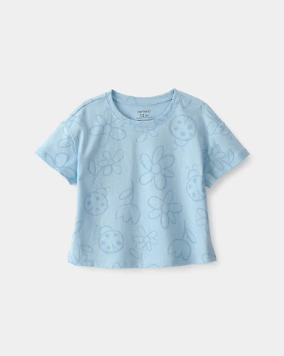 Baby Girl Ladybug Floral Top - Blue
