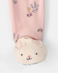 Baby Girl Easter Bunny 100% Cotton Snug Fit 1-Piece Pyjama Set - Pink