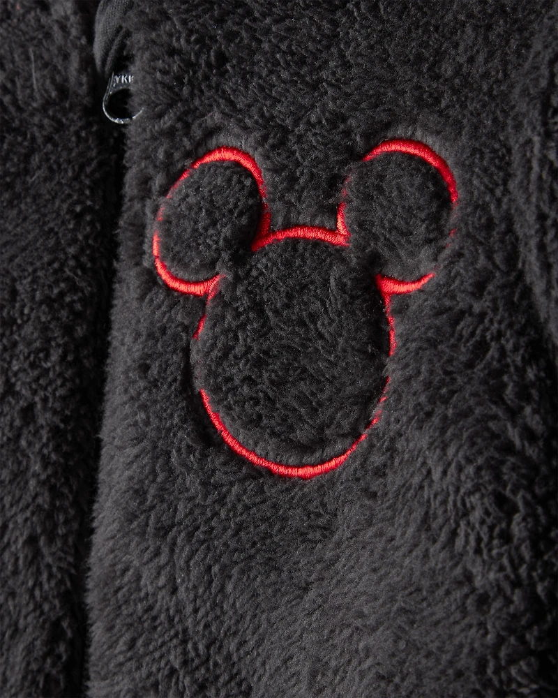 Toddler Boy Disney© Mickey Mouse Sherpa Hooded Zip-Up Jacket - Black