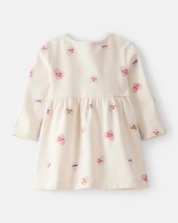 Baby Girl DayDream Fleece Valentine's Day Hearts Knit Dress - Ivory