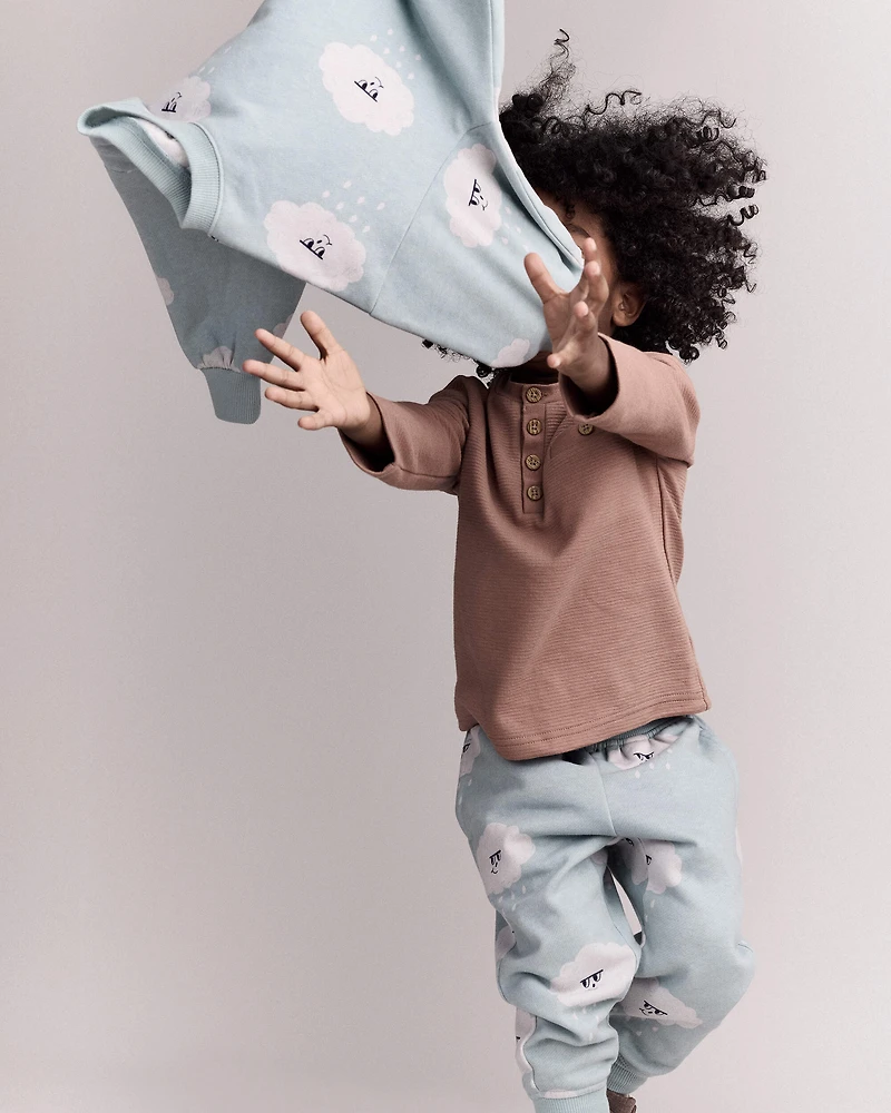 Toddler Boy Long Sleeve Henley - Mocha Brown