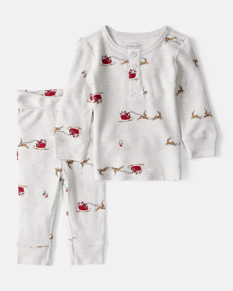Baby 2-Piece Sleigh Print PurelySoft Tee & Pant Set - Grey