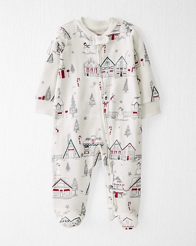 Baby Organic Cotton Sleep & Play pyjamas Winter Village