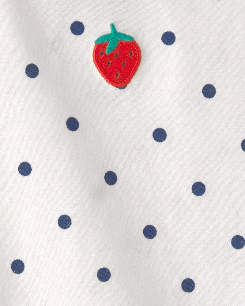 Baby Girl Strawberry Polka Dot Top - White