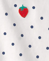 Baby Girl Strawberry Polka Dot Top - White