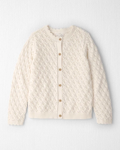 Girls Organic Cotton Pointelle Sweater Cardigan