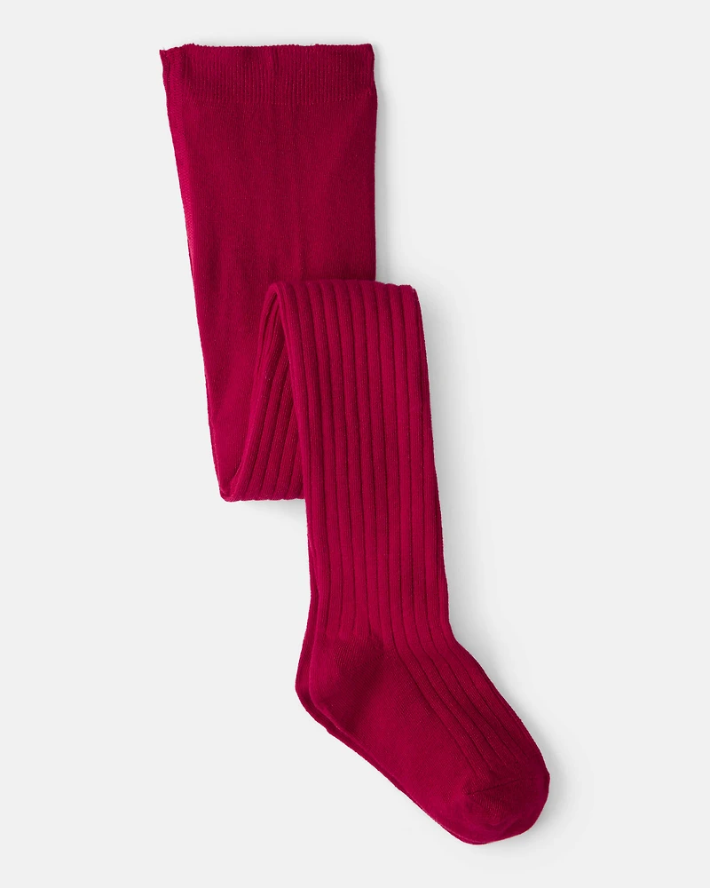 Girls Rib Tights - Red