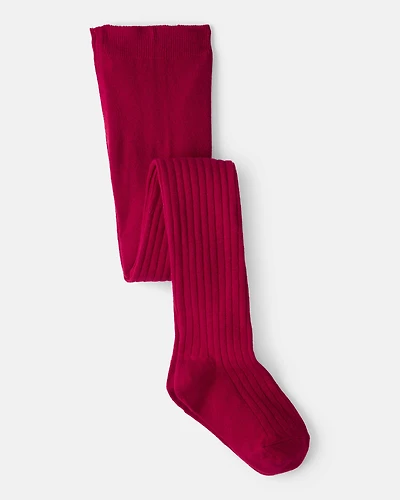 Girls Rib Tights - Red