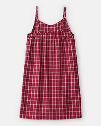 Girls 2-Piece Plaid Long-Sleeve Dress Set - Red