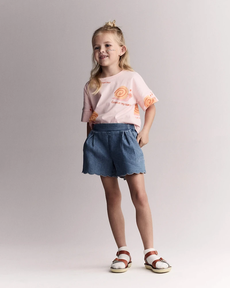Toddler Girl Scalloped Short Denim