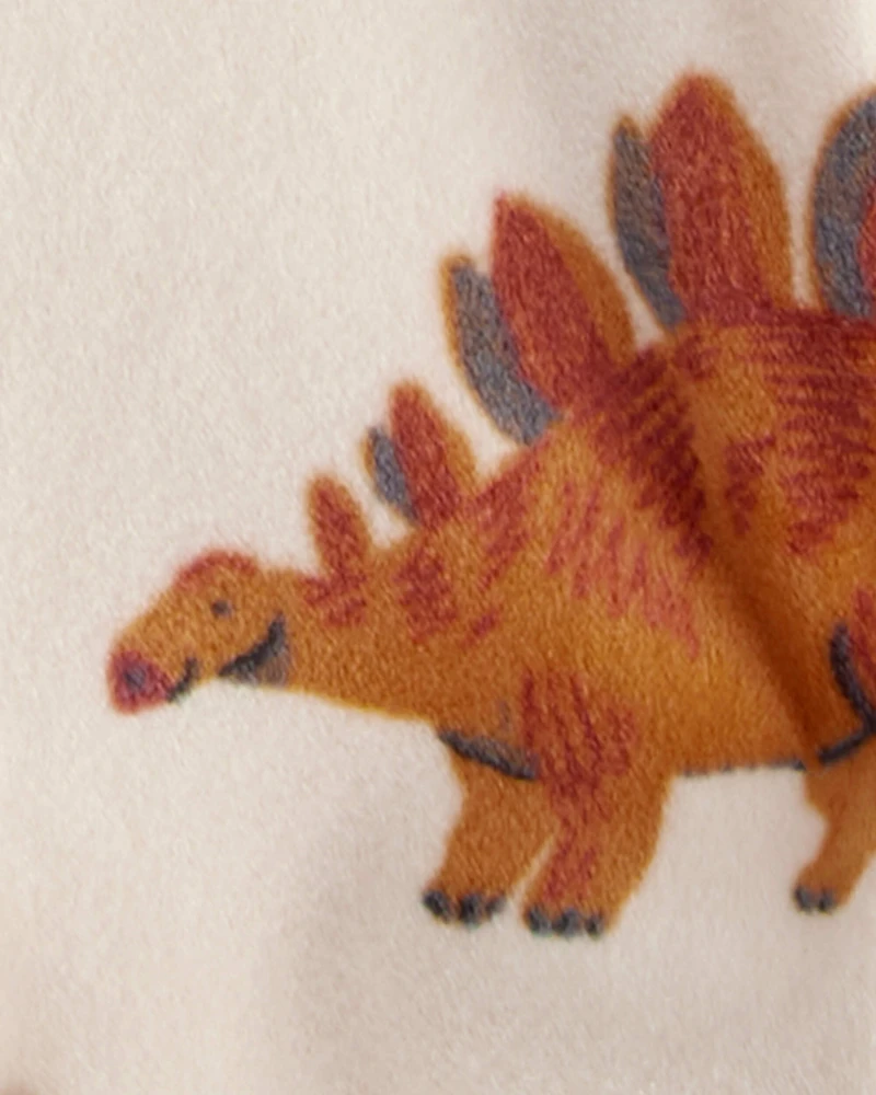 Baby Boy Dinosaur Print DreamPlush Snug Fit Long-Sleeve 2-Way Zip 1-Piece pyjamas - White