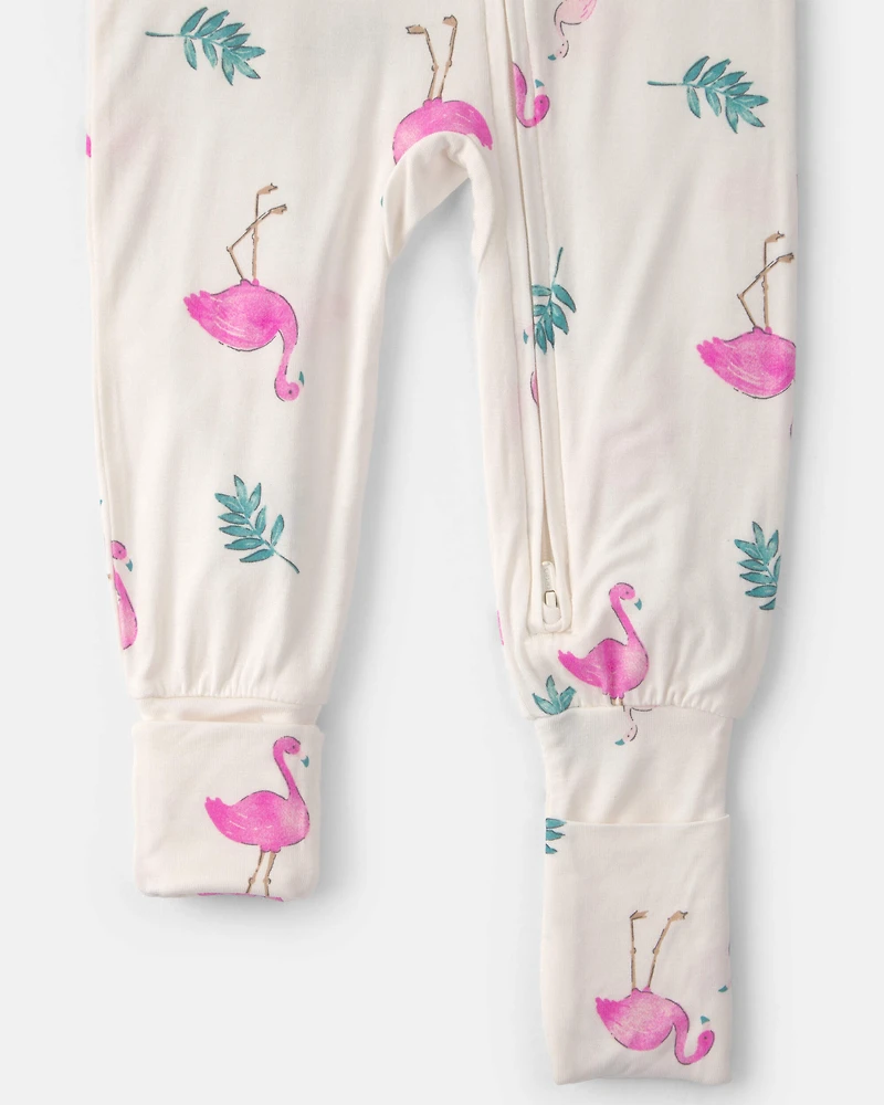Baby Girl Flamingo PurelySoft Snug Fit 1-Piece Pyjama - Ivory