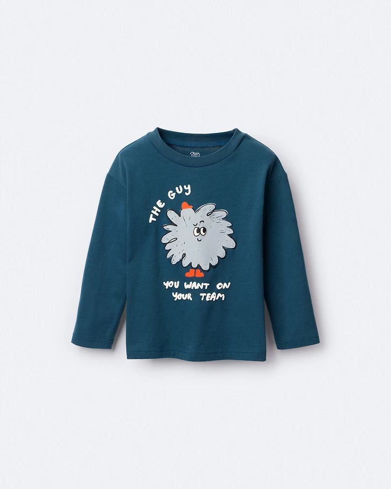 Toddler Boy Squish Character Long-Sleeve Relaxed Graphic Tee - Deep Teal