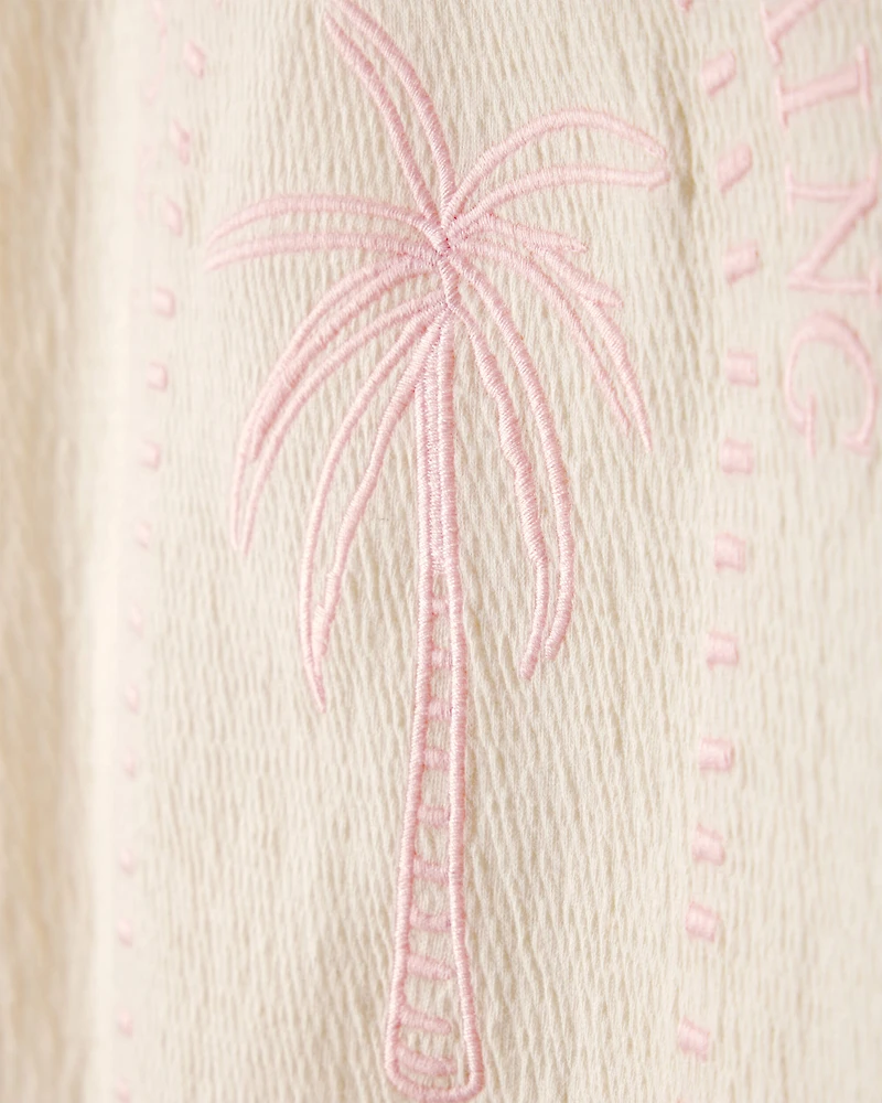 Girls 'Tropical Dreaming' Crinkle Top - Cream