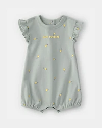 Baby Girl Tropical Short-Sleeve Romper - Green