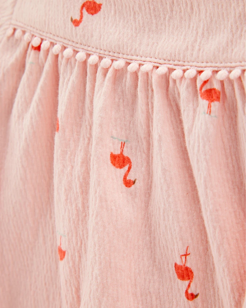 Toddler Flamingo Pom Fashion Top - Pink