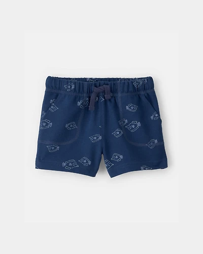 Baby Boy Fish French Terry Shorts - Blue