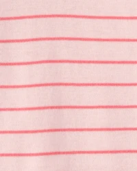 Toddler Girl Ladybug Striped 100% Cotton Snug Fit 1-Piece Pyjama Set - Pink