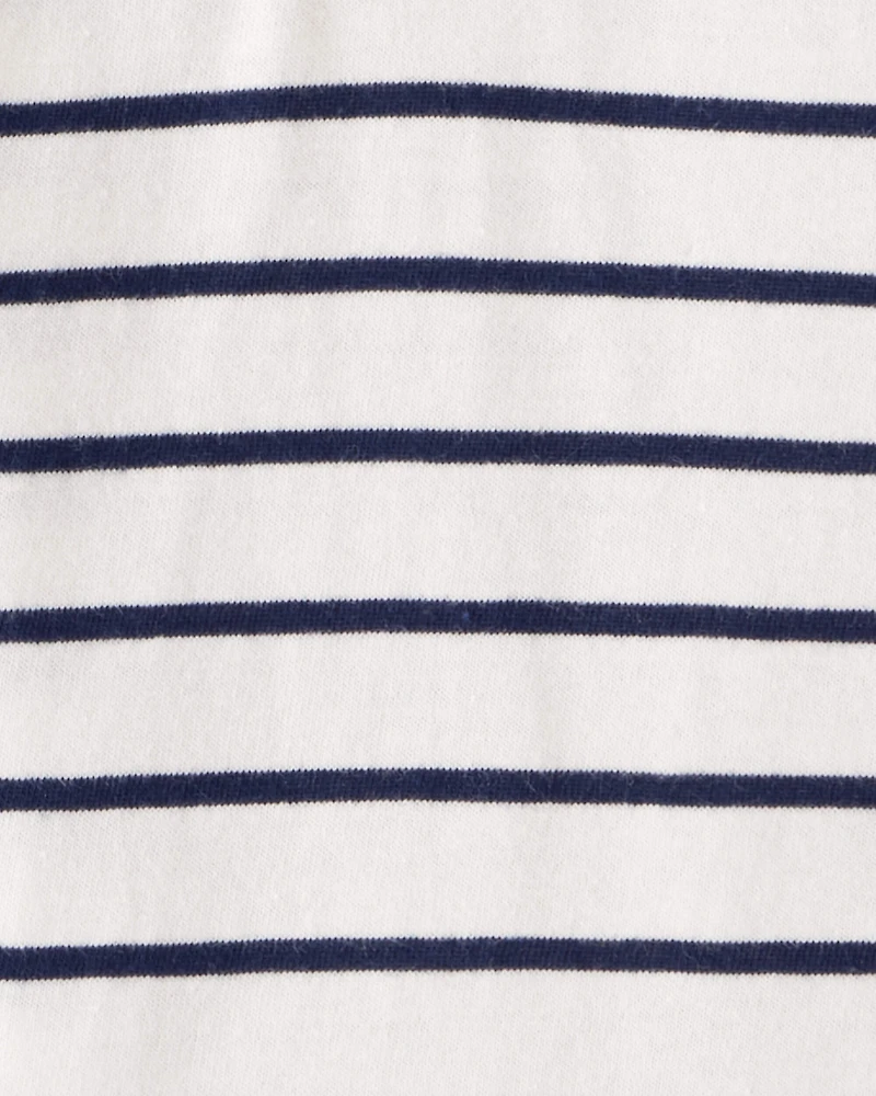 Baby Boy 2-Piece Striped Hooded Long-Sleeve Bodysuit Pant Set - White/Navy