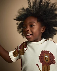 Toddler Relaxed Graphic Tee Lion Print - Cream