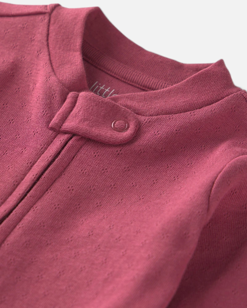 Baby Girl Organic Cotton Pointelle Sleeper