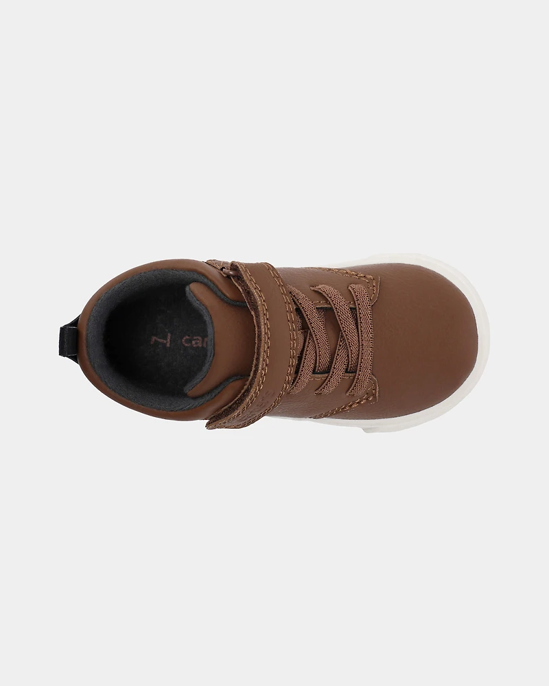Toddler Boy High-Top Casual Shoes - Brown