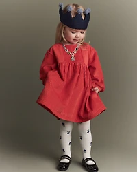 Toddler Girl Floral Nylon Tights - Cream/Blue