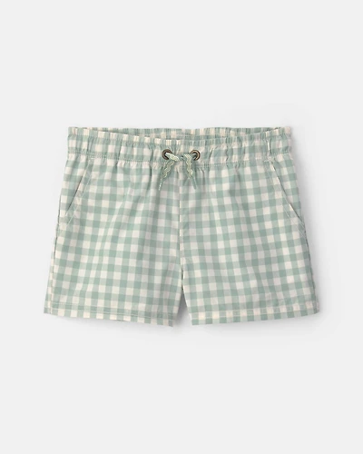 Baby Boy Gingham Poplin Shorts - Green