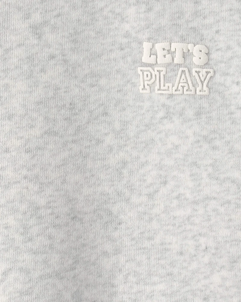 Toddler Girl 'Let's Play' Fleece Pullover Sweatshirt - Grey