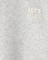 Toddler Girl 'Let's Play' Fleece Pullover Sweatshirt - Grey