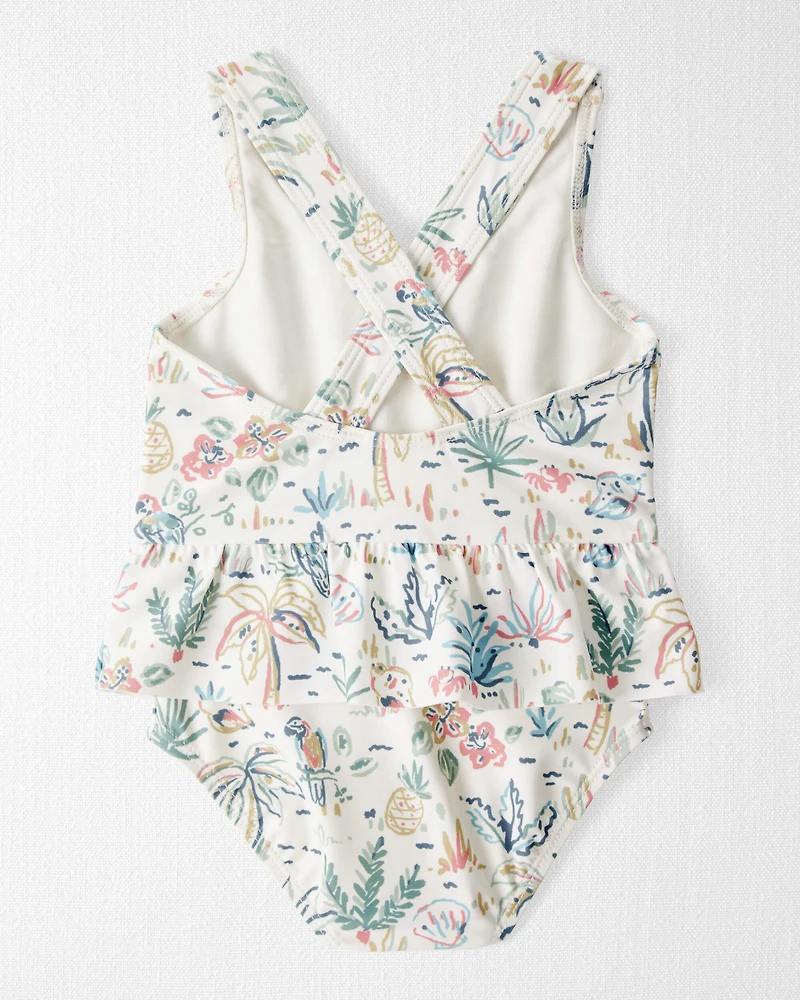 Baby Girl Recycled Swimsuit Tropical Paradise Print