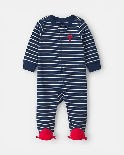 Baby Boy Lobster 2-Way Zip 100% Cotton Sleeper - Blue