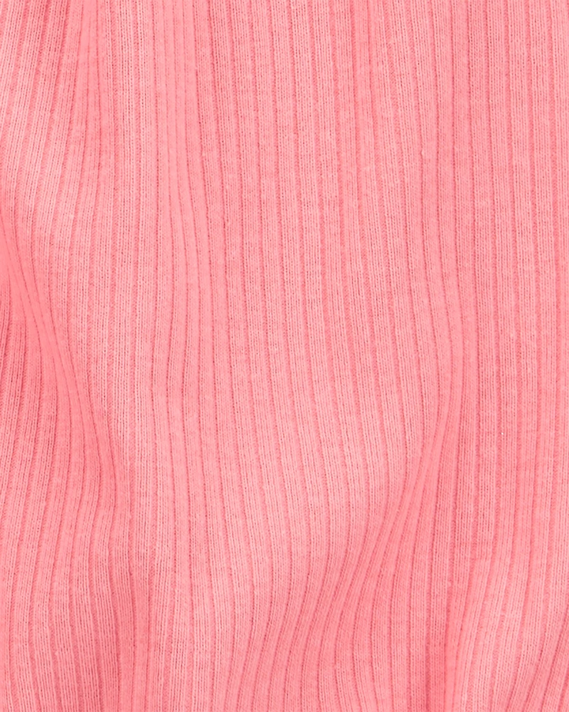 Baby Girl Cotton Rib Short-Sleeve Romper - Pink