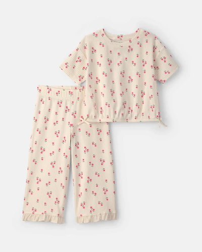 Toddler Girl 2-Piece Short-Sleeve Top & Pant Set – Ivory