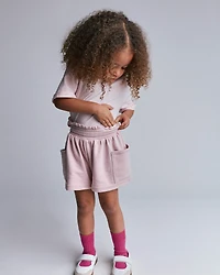 Toddler Girl Swing Short with Pockets - Rose