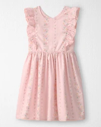 Girls Ruffle Dress Made with Organic Cotton Spring Garden Print