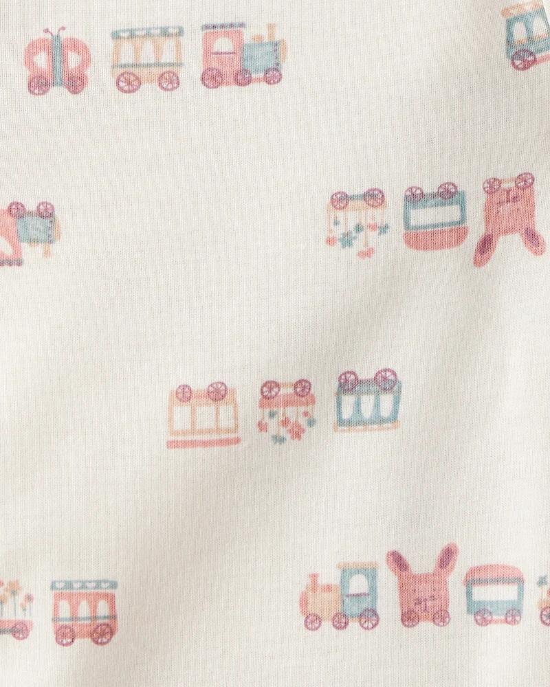 Baby Girl 5-Pack Train Floral Multipack Bodysuits - Green/Pink