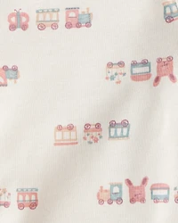 Baby Girl 5-Pack Train Floral Multipack Bodysuits - Green/Pink