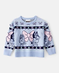 Toddler Girl Christmas Bluey™ Long-Sleeve Sweater - Blue