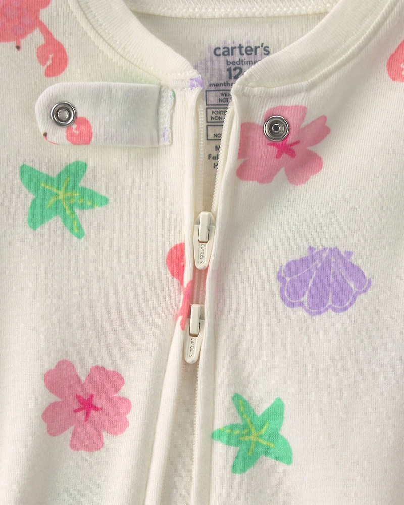 Baby Girl Sea Critters 100% Cotton 1-Piece Pyjama - Cream